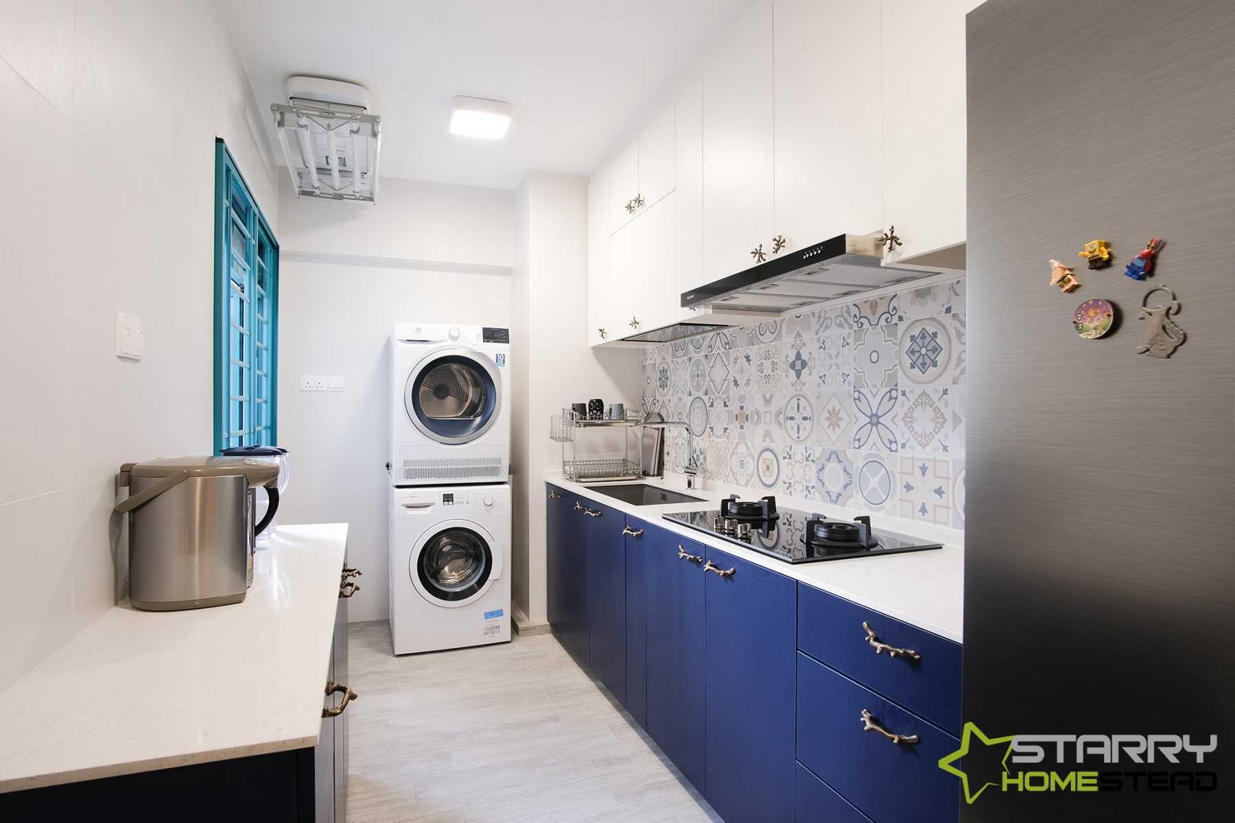 Scandinavian Kitchen with Kitchen Tap and Refrigerator
