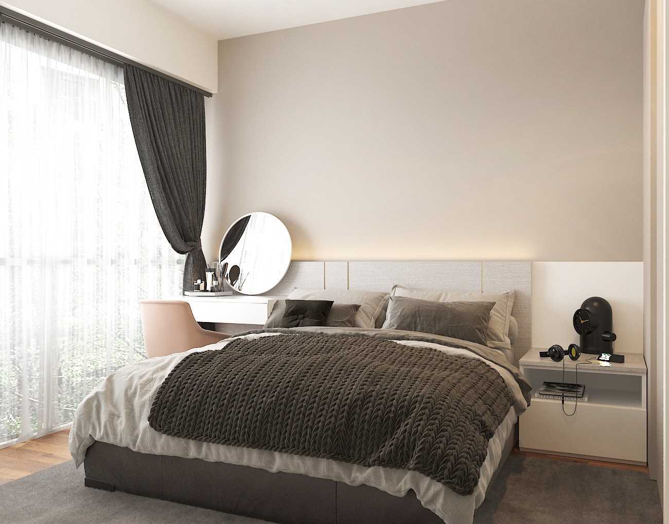 Minimalist Bedroom with Parquet Floor and Wood Flooring