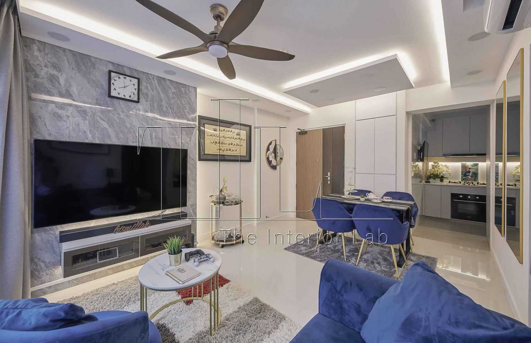 Contemporary Living Room with TV Console and Feature Wall