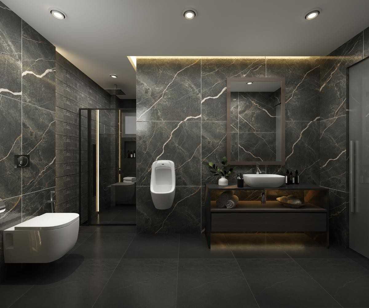 Contemporary Bathroom with Countertop and Vinyl Flooring