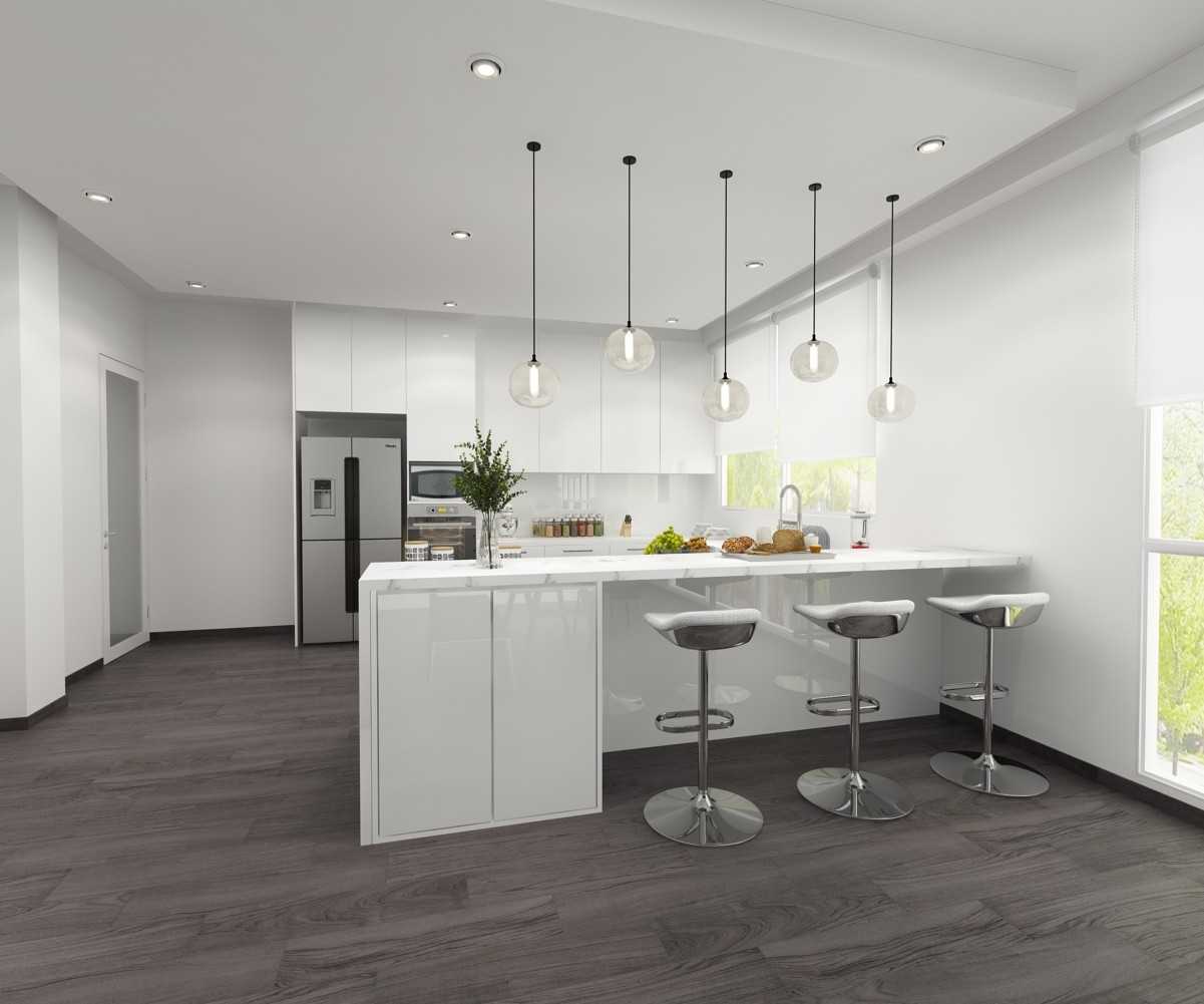 Contemporary Kitchen with Countertop and Vinyl Flooring