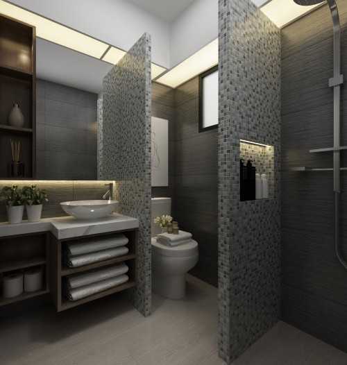 Minimalist Bathroom at Punggol Northshore 2