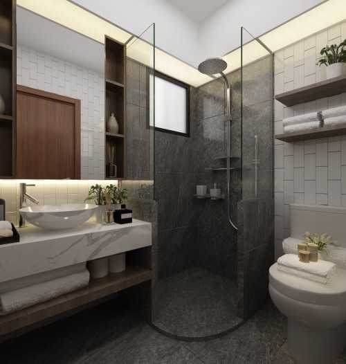 Minimalist Bathroom at Punggol Northshore 2