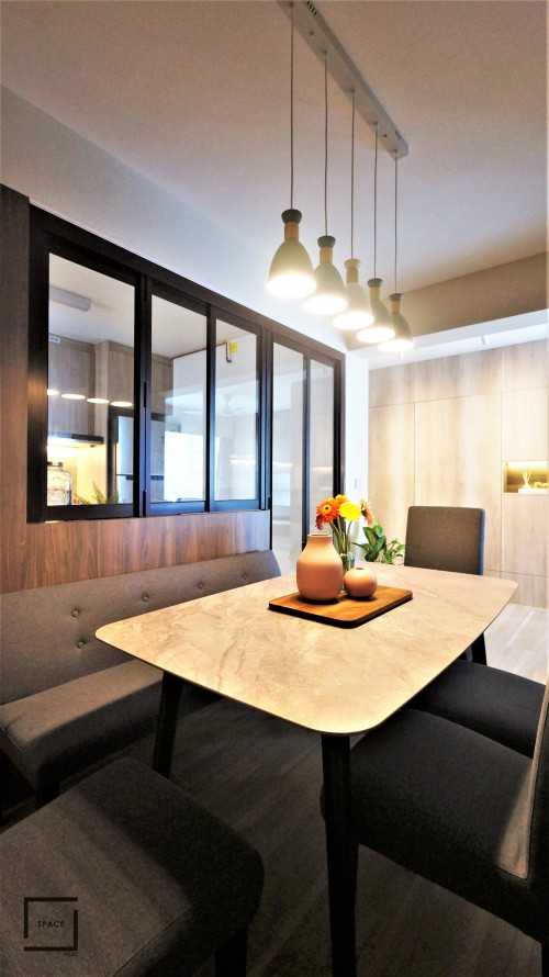 Contemporary Dining Room at HDB 4 ROO @ BEDOK NORTH
