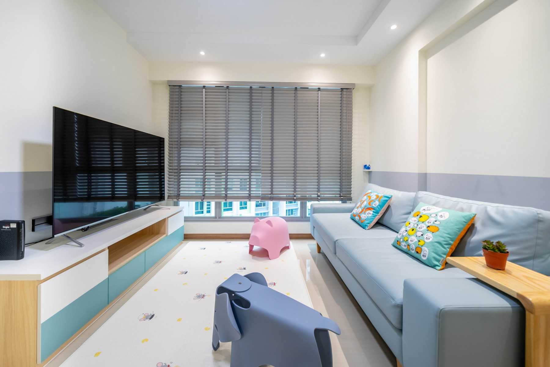 Scandinavian Living Room with TV Console and Sofa
