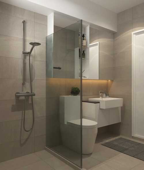 Modern Bathroom at 5rm resale HDB apt @ Punggol