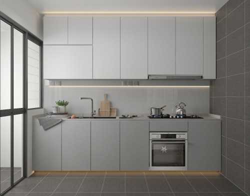Modern Kitchen at 5rm resale HDB apt @ Punggol