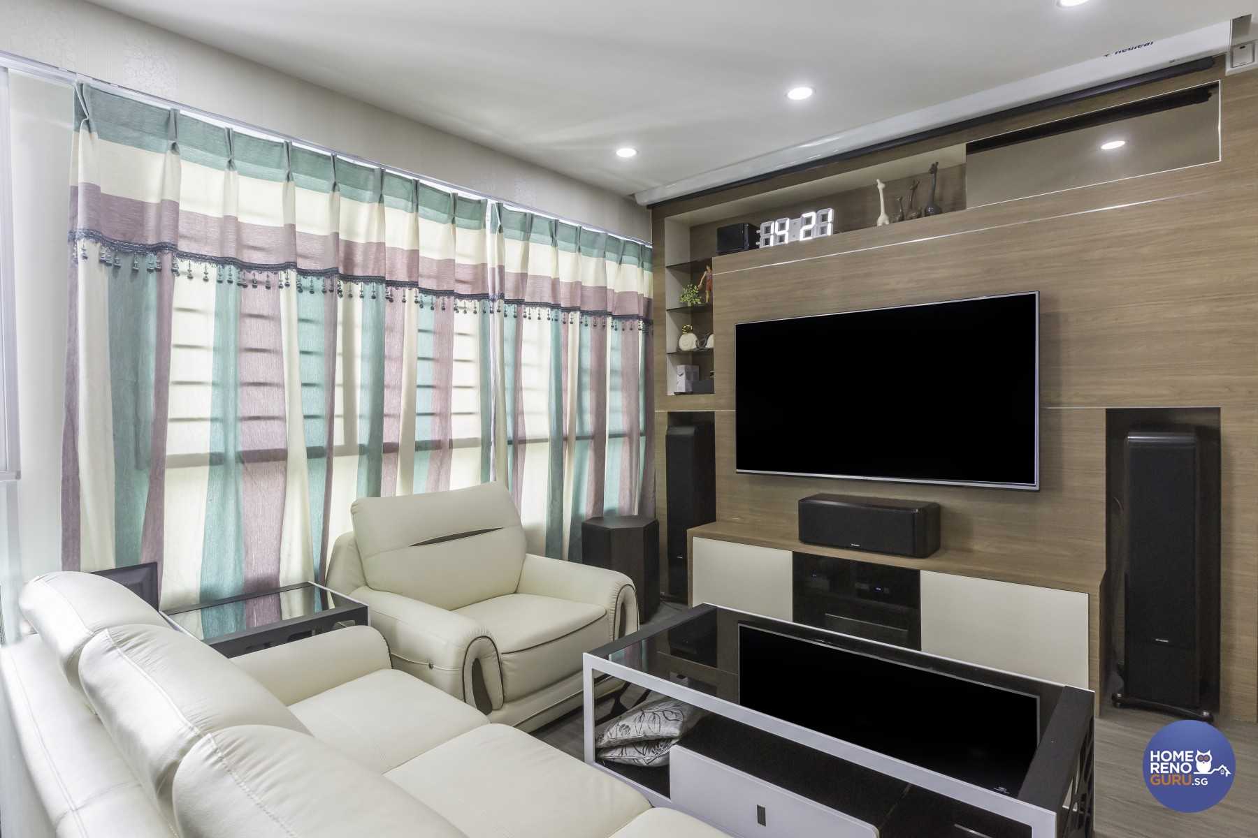Modern Living Room with TV Console and Feature Wall