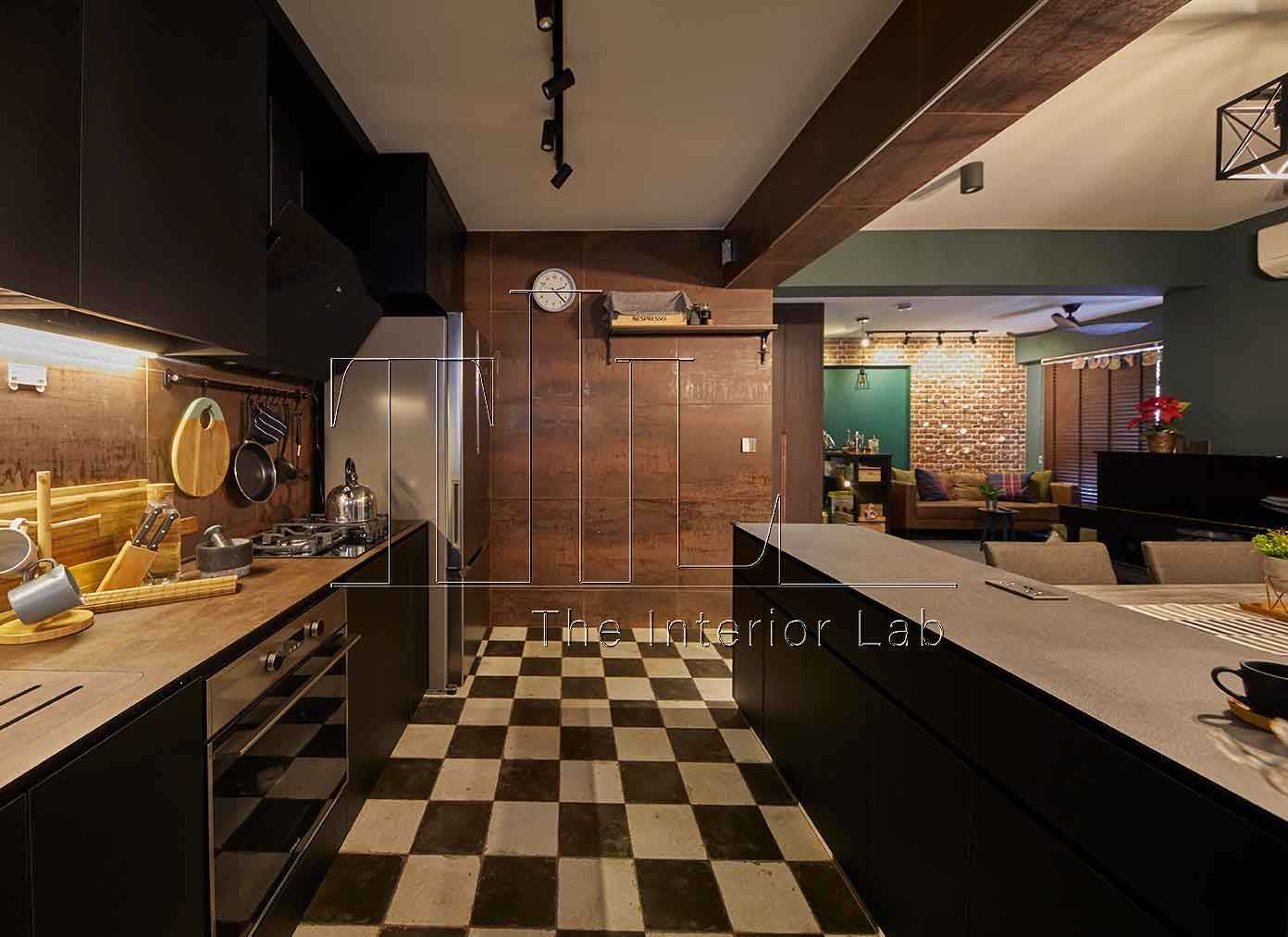Industrial Kitchen with Countertop and Kitchen Island