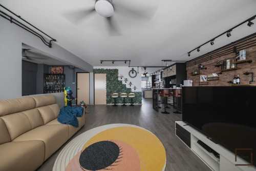 Industrial Living Room at RESALE 4 ROOM HDB @ TAMPINES