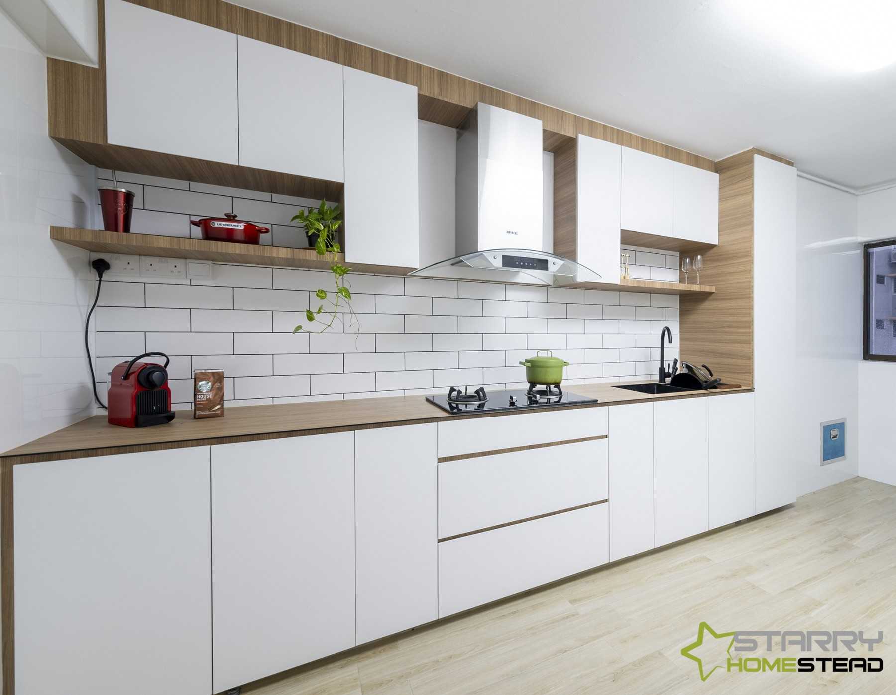 Scandinavian Kitchen with Kitchen Cabinets and Flooring