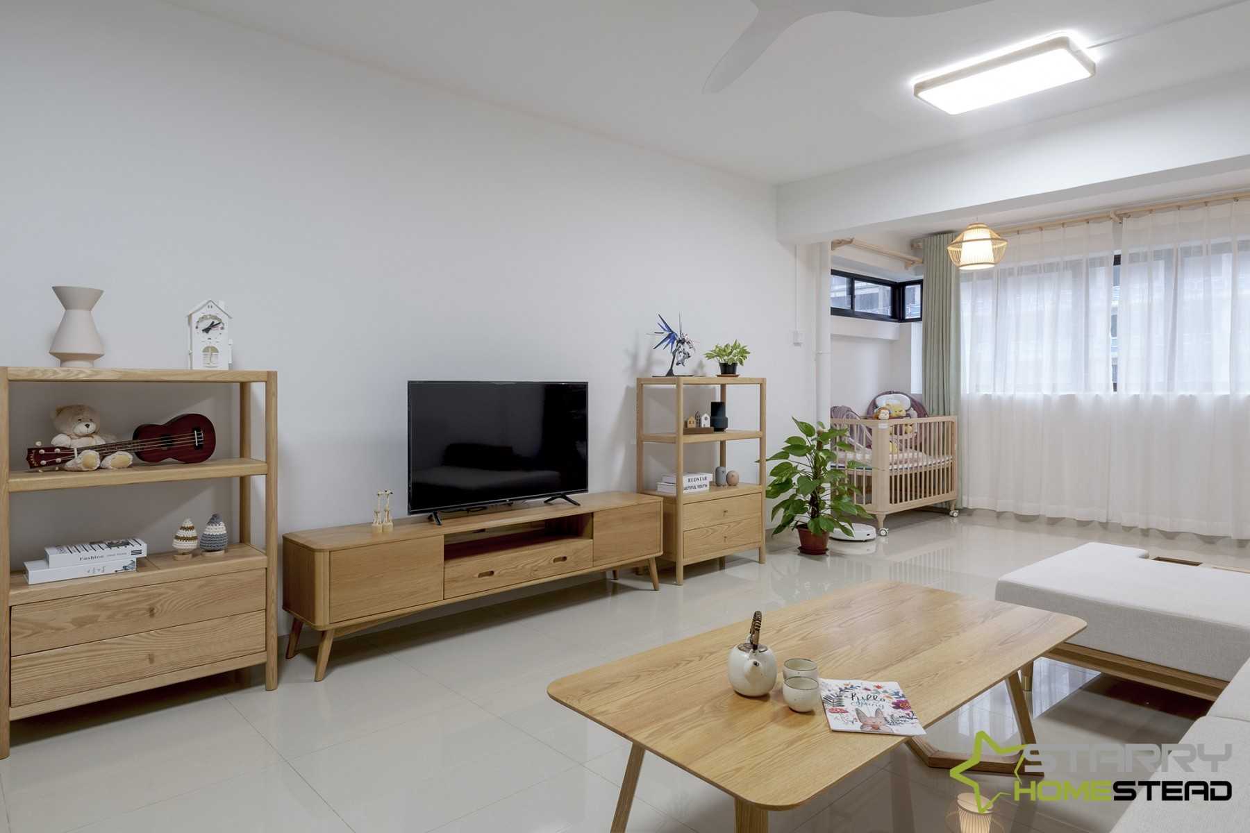 Scandinavian Living Room with TV Console and TV