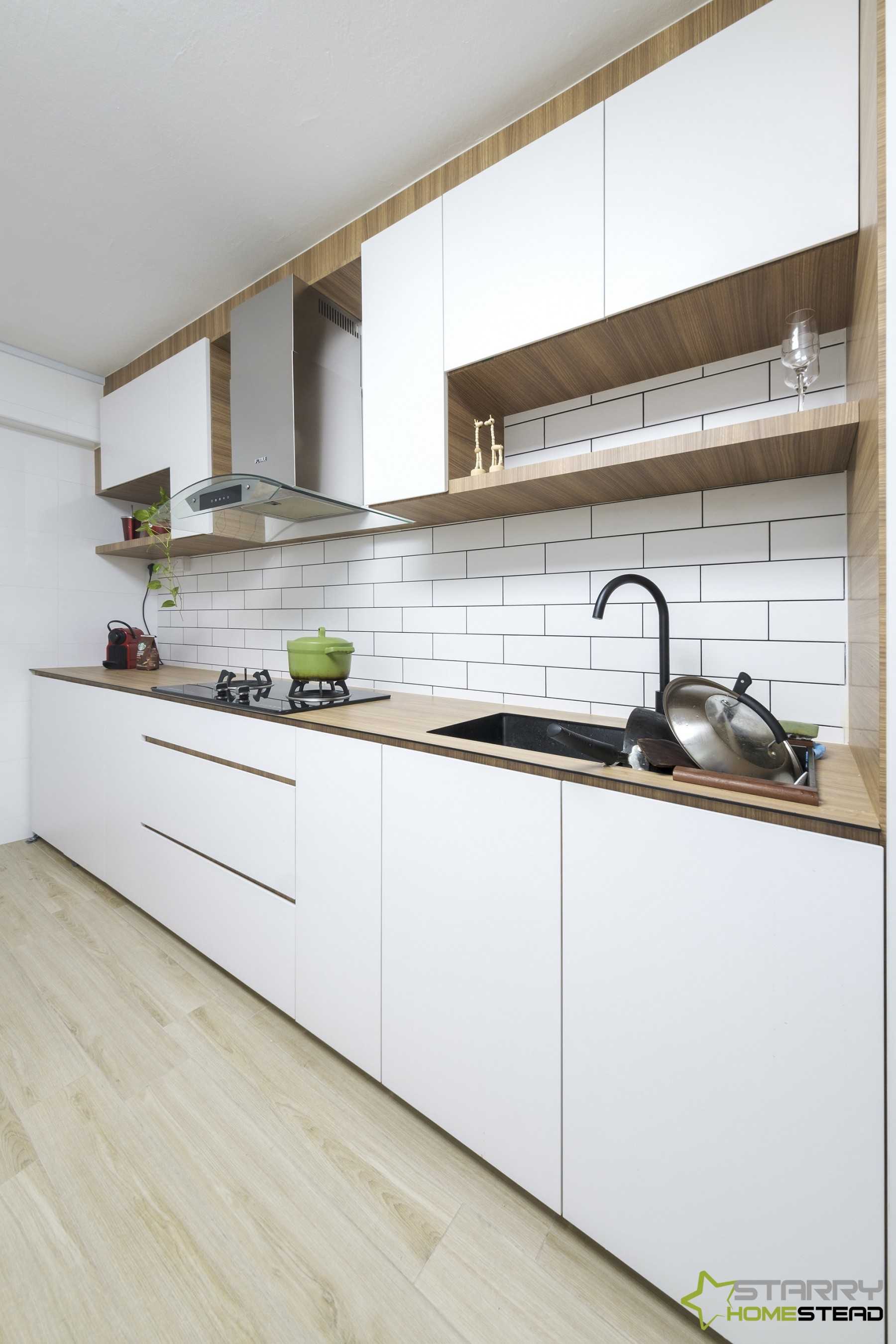 Scandinavian Kitchen with Kitchen Cabinets and Flooring
