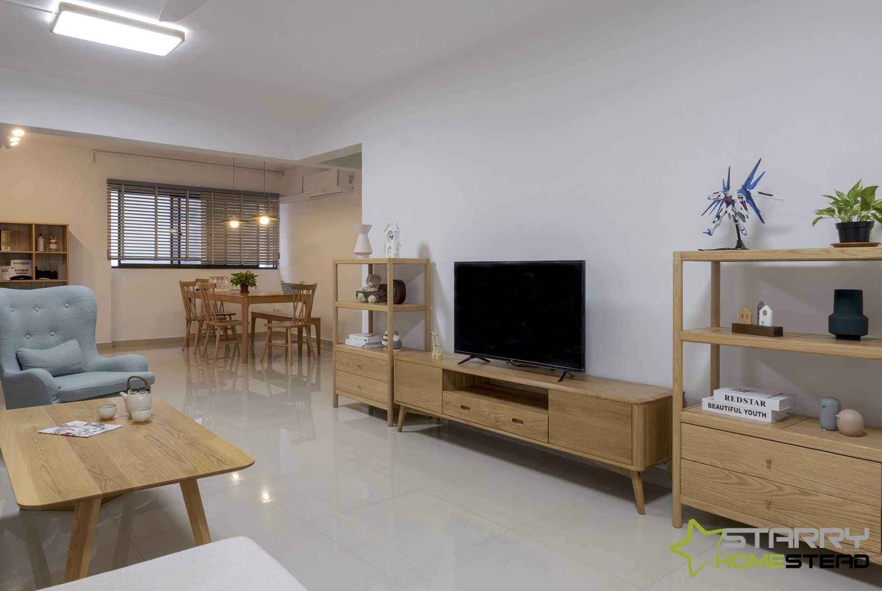 Scandinavian Living Room with TV Console and TV