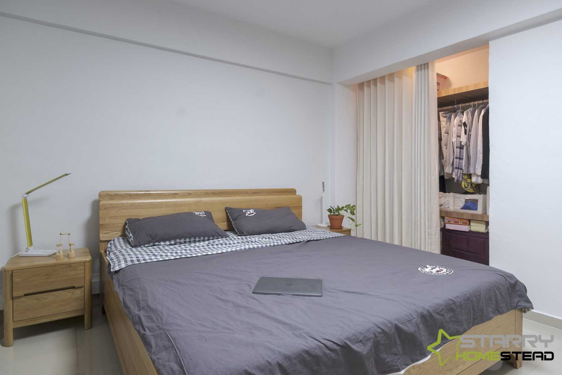 Scandinavian Bedroom with Wardrobe and Queen Bed