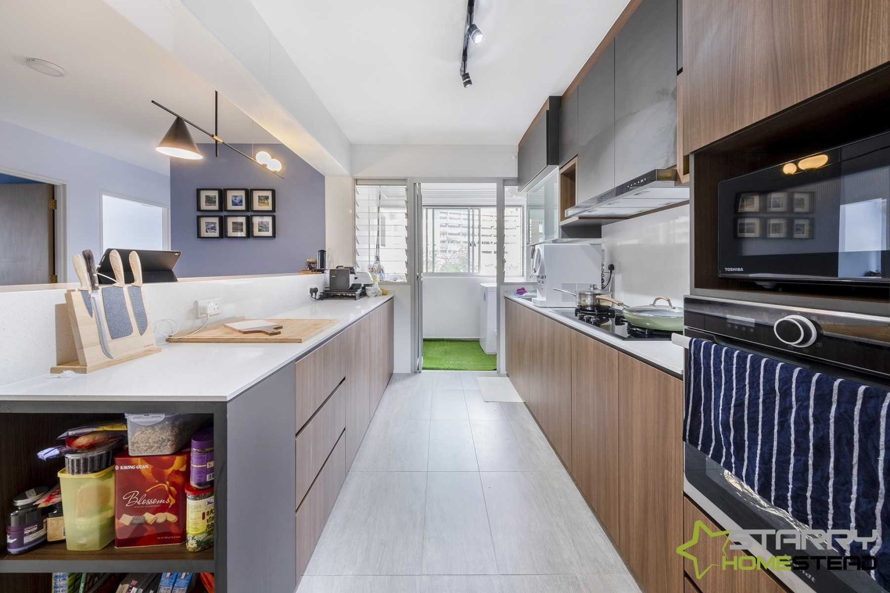 Scandinavian Kitchen with Oven and Bar Stool