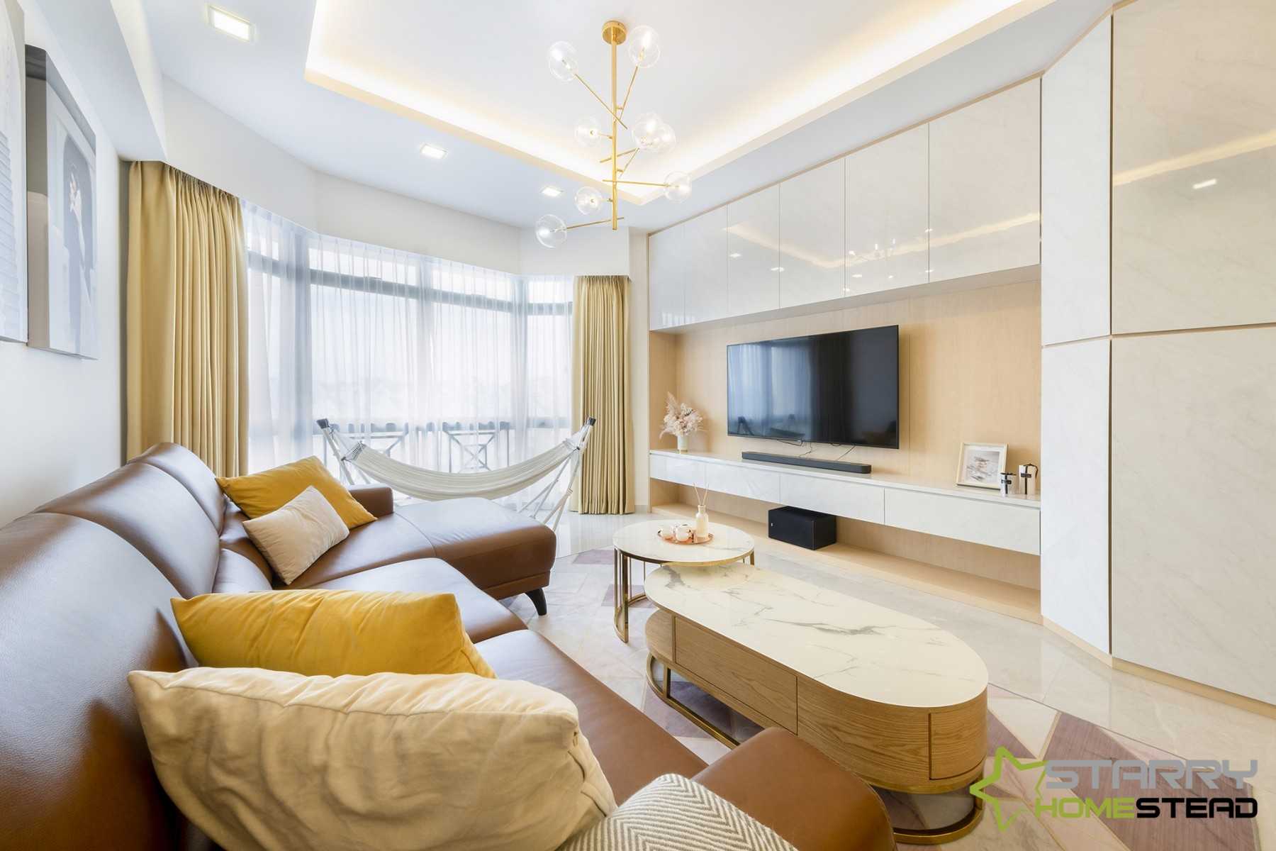 Scandinavian Living Room with TV Console and TV