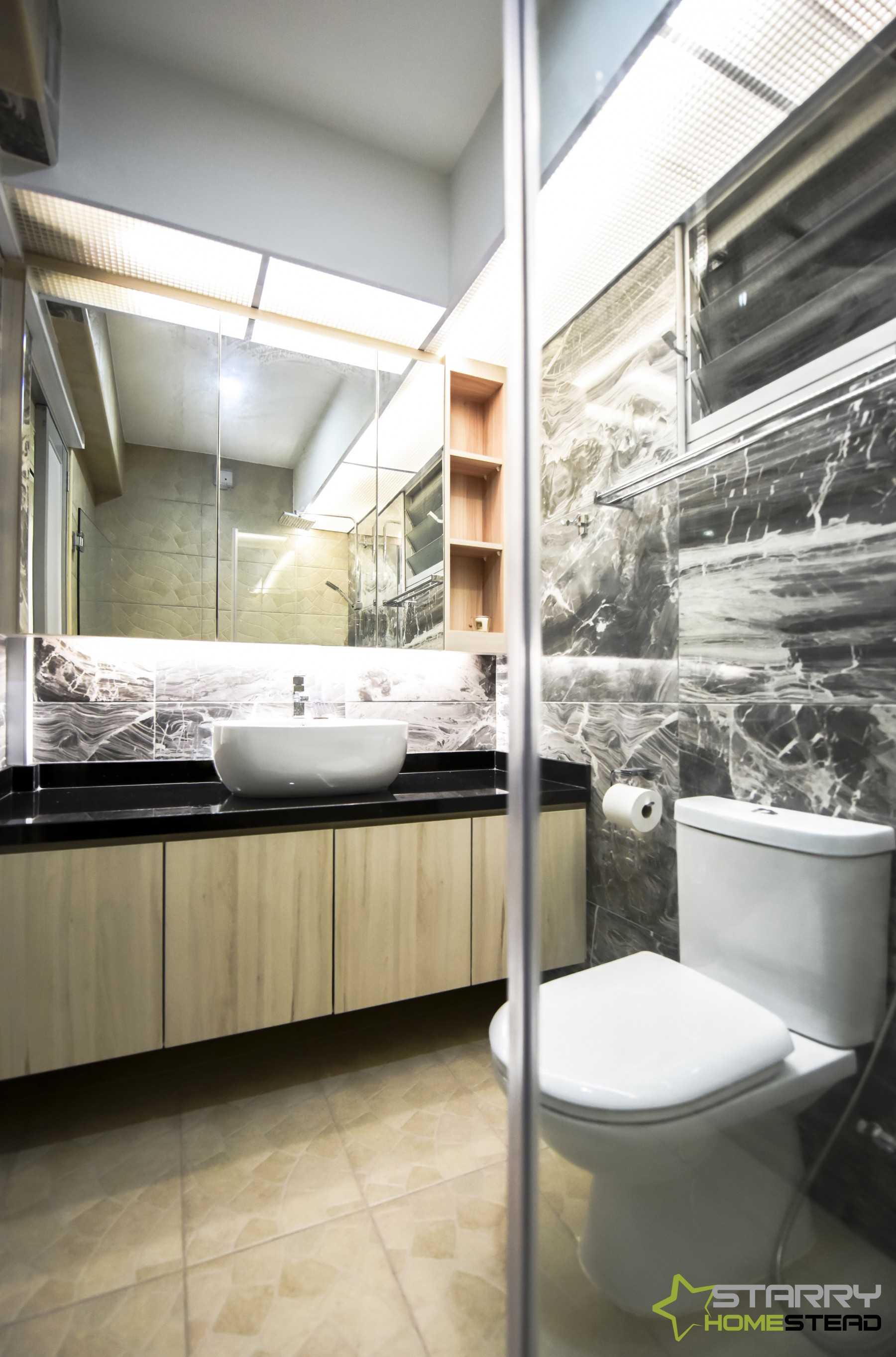 Eclectic Bathroom with Mirror and Vanity Counter