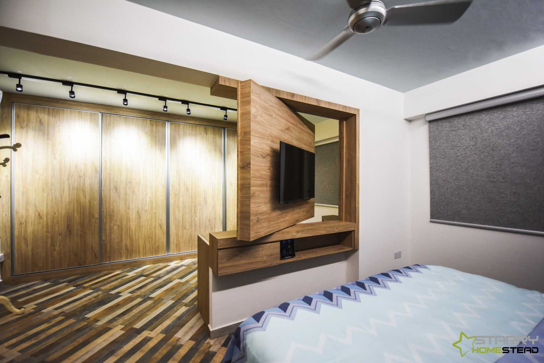Eclectic Bedroom with Feature Wall and Wardrobe