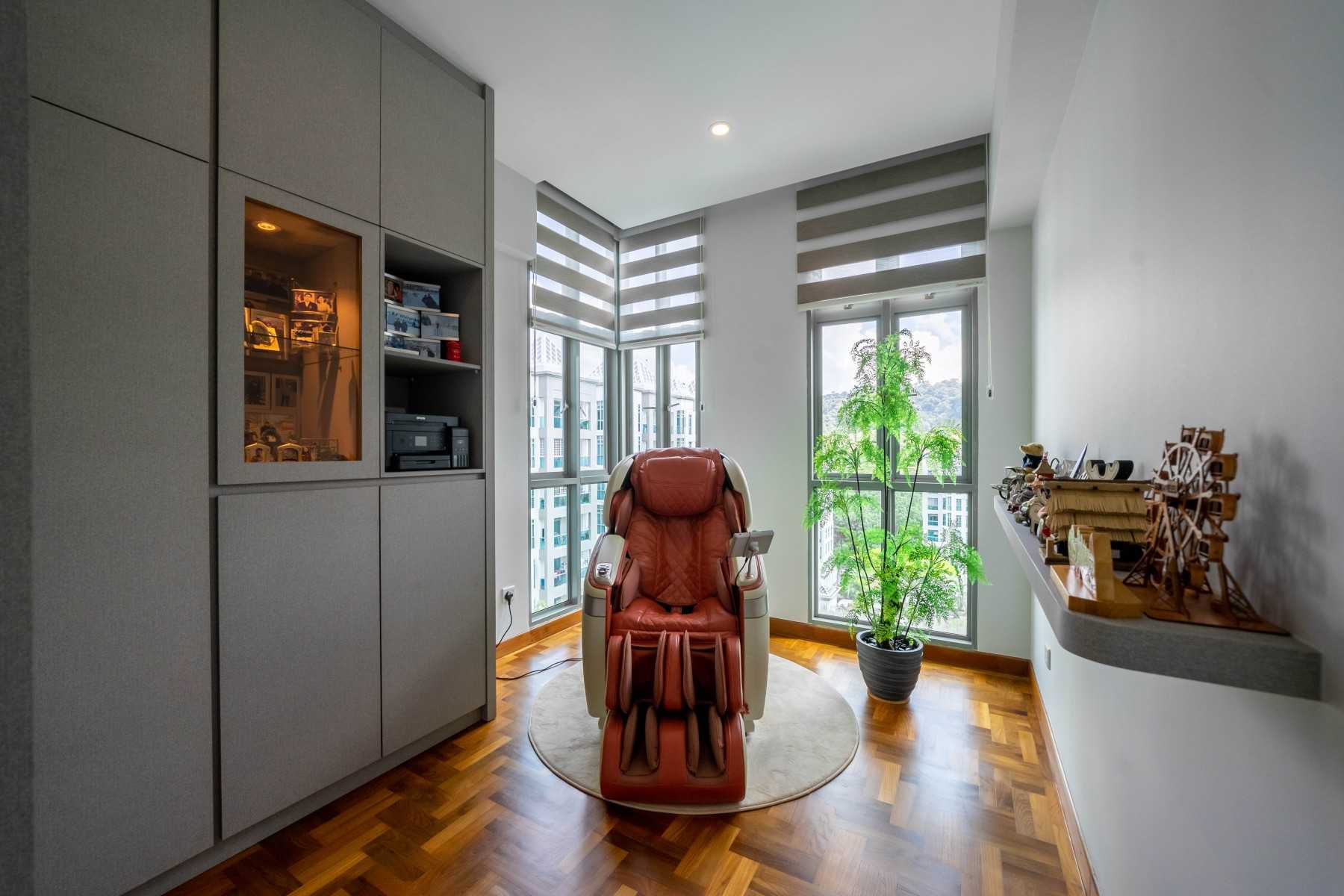 Modern Study with Drop Light and Ceiling Light