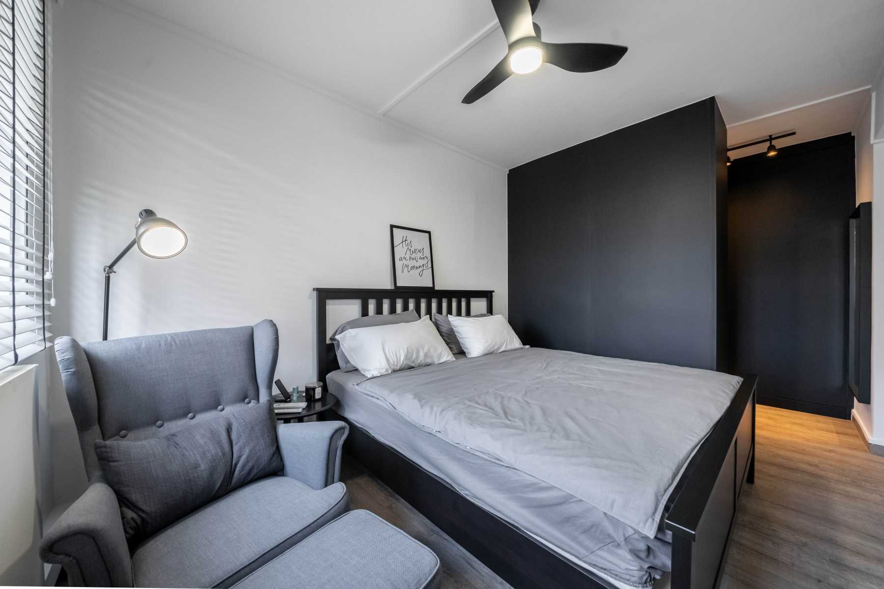 Country Bedroom with Wardrobe and Bedside Table