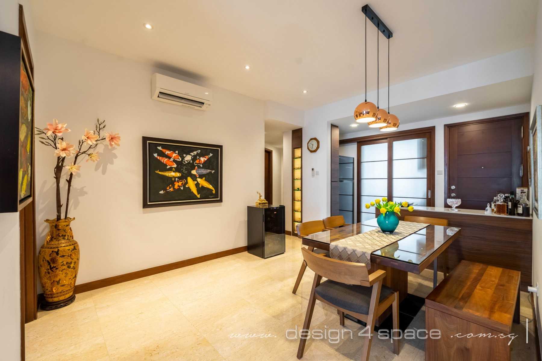 Contemporary Dining Room with Drop Light and Dining Table