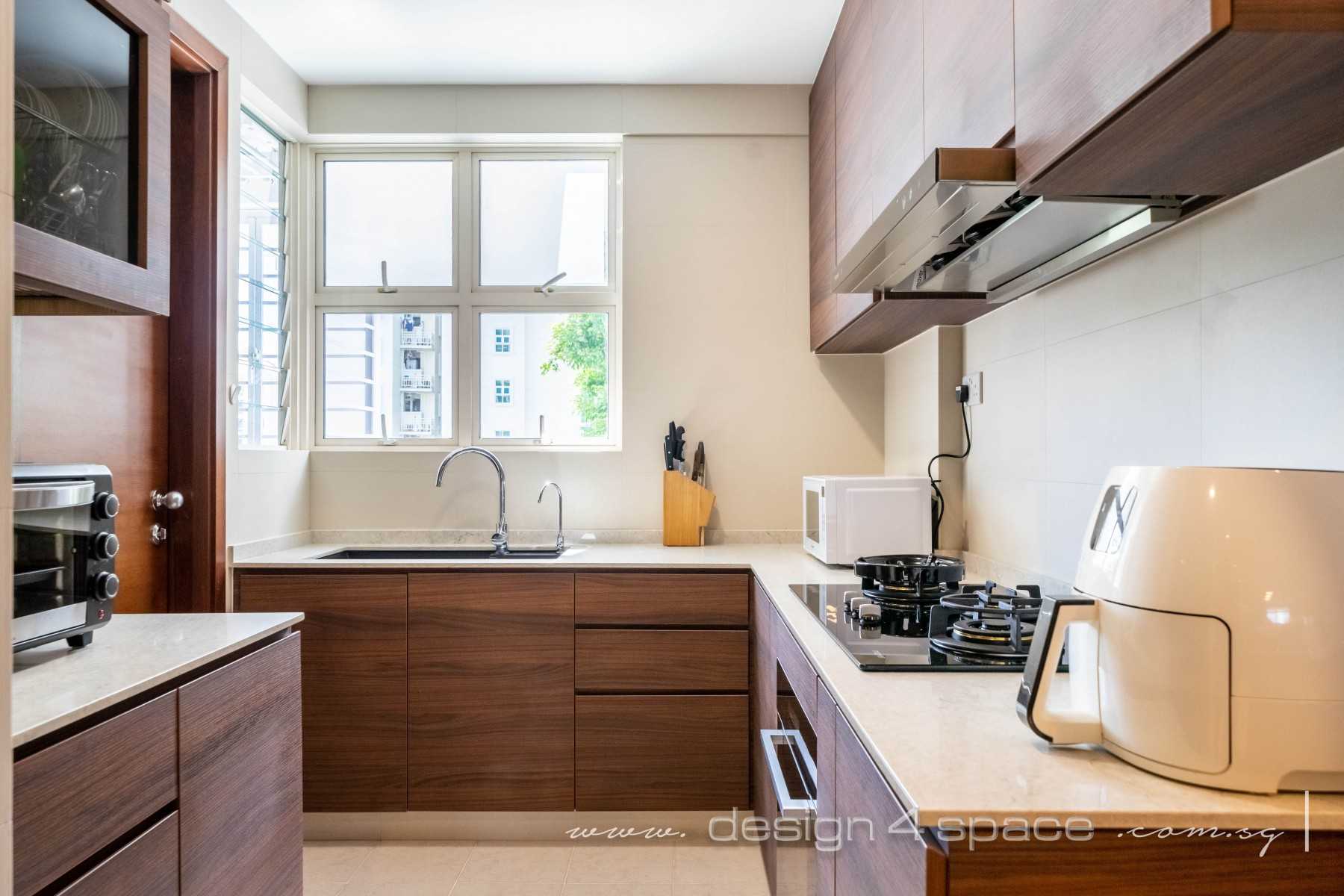 Contemporary Kitchen with Granite Floor and Kitchen Window