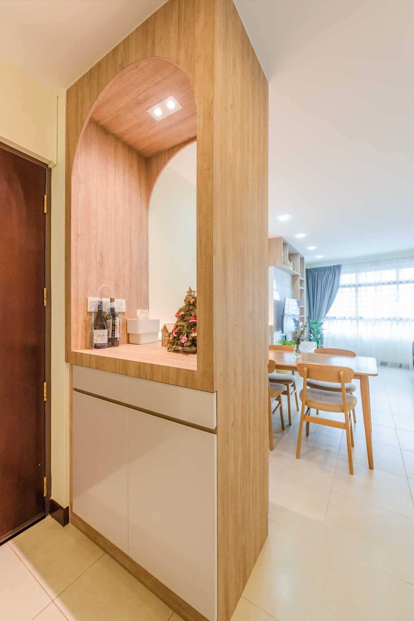Contemporary Foyer with Display Cabinets and Shoe Cabinets
