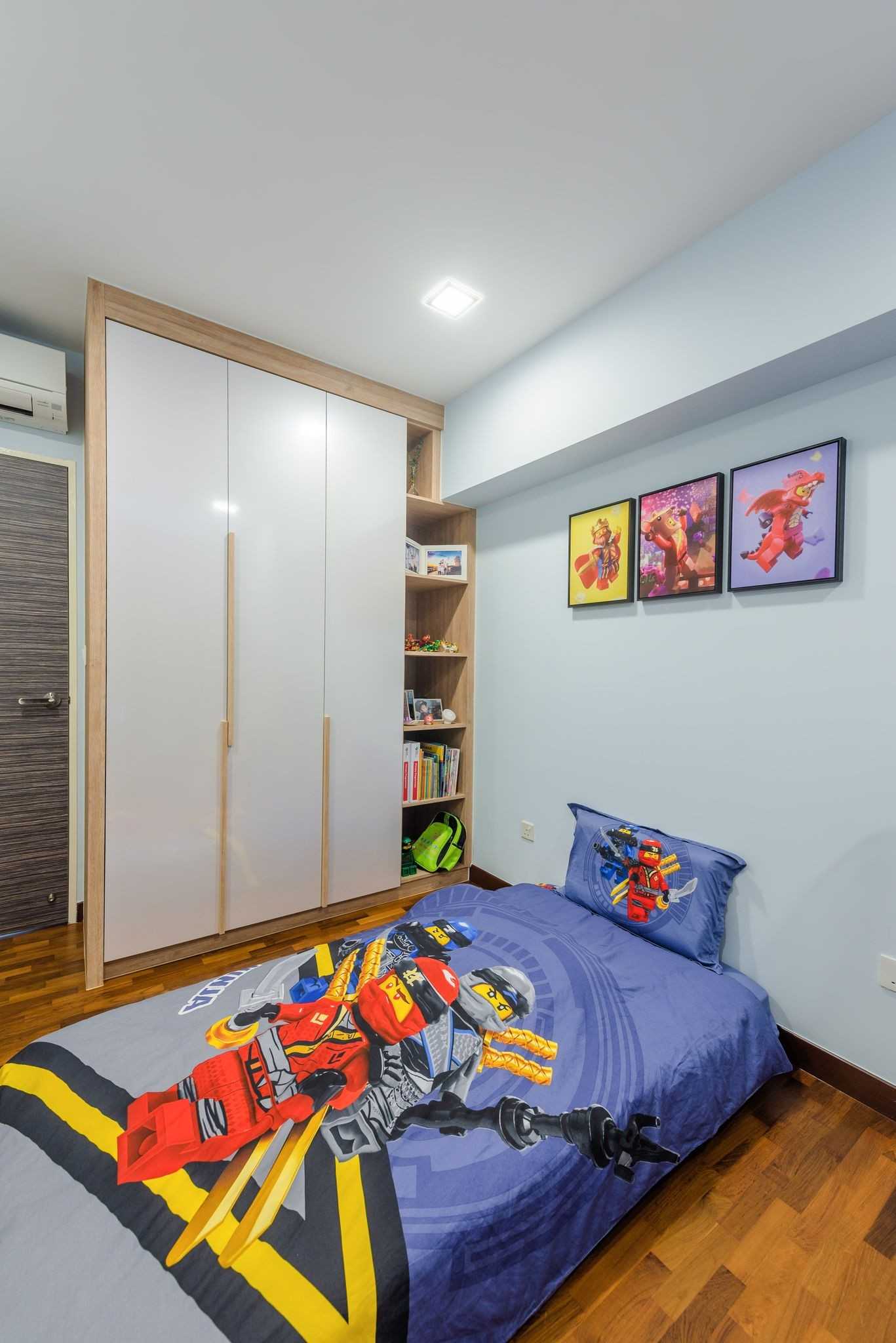 Contemporary Bedroom with Parquet Floor and Wardrobe