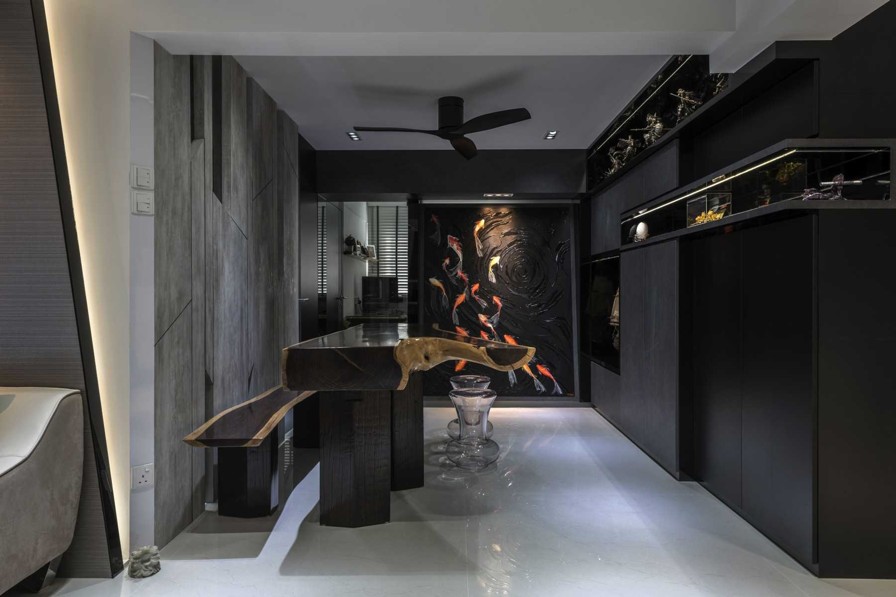 Modern Dining Room with Cove Lighting and Downlights