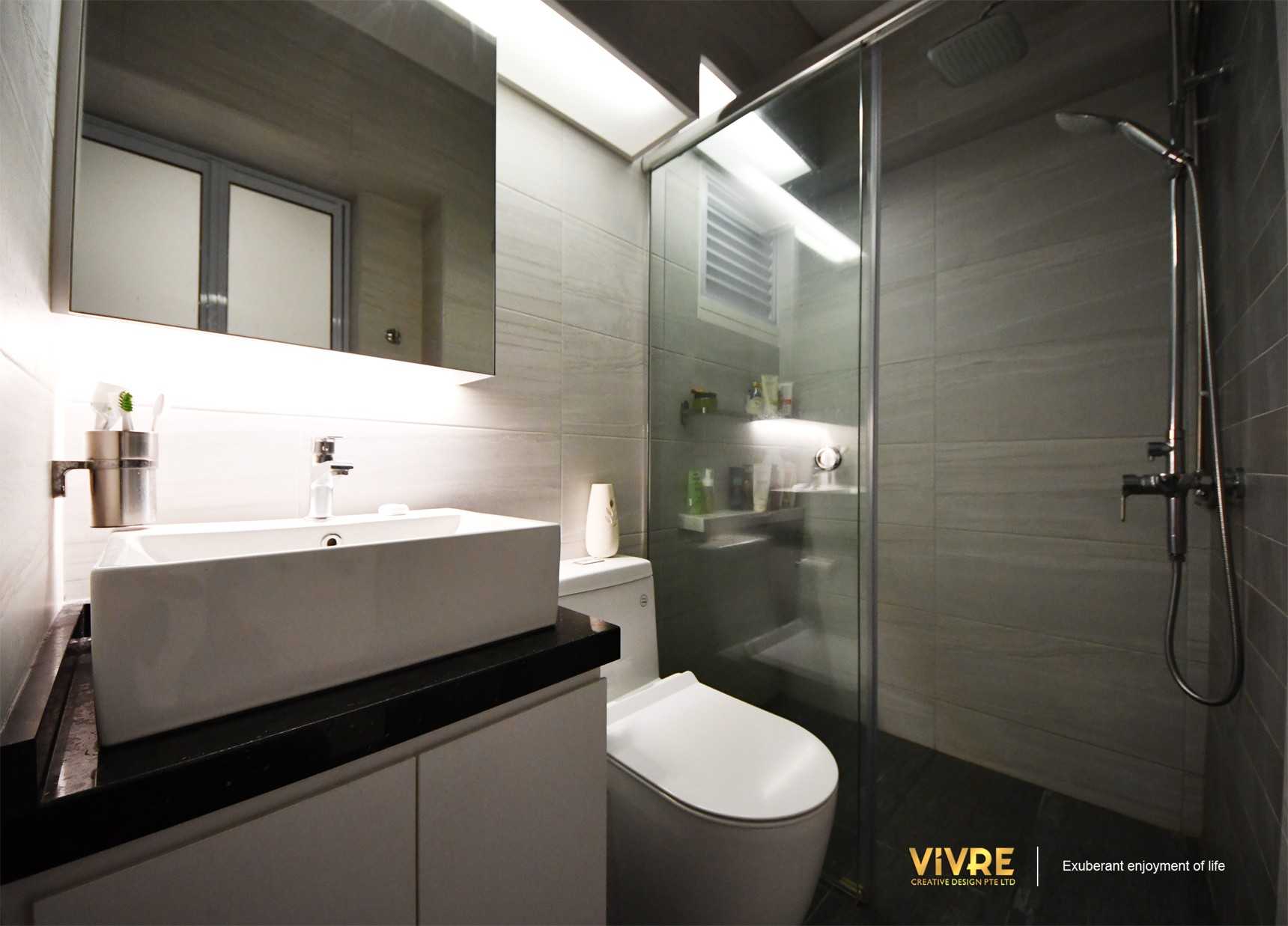 Scandinavian Bathroom with Shower Screen and Rainshower