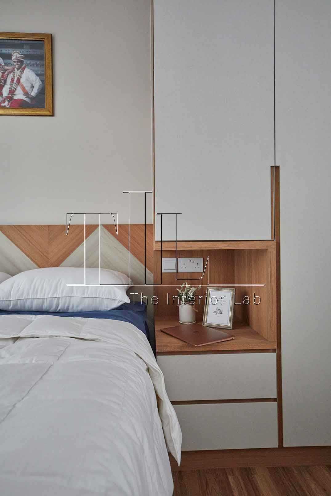 Contemporary Bedroom with Feature Wall and Wardrobe