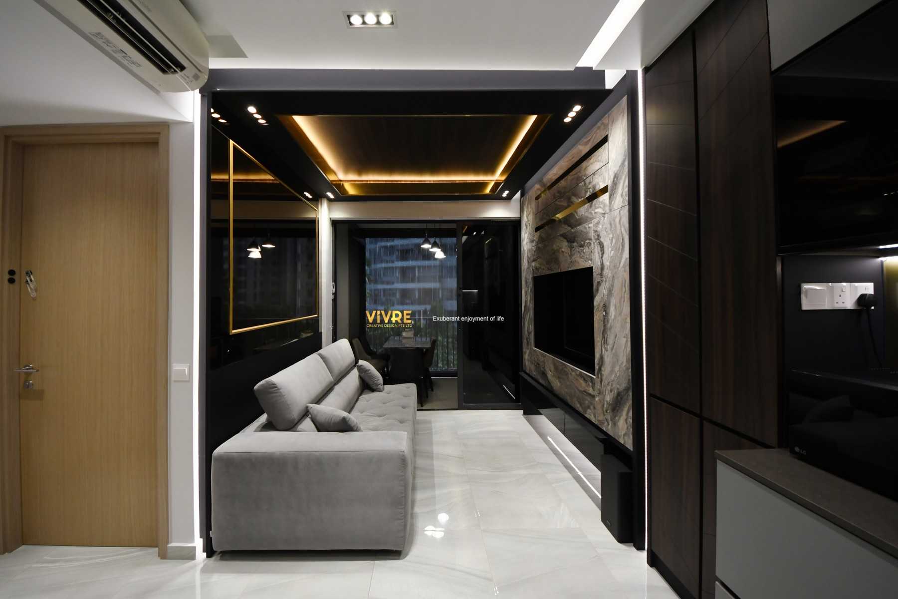 Modern Living Room with Bookshelf and TV Console