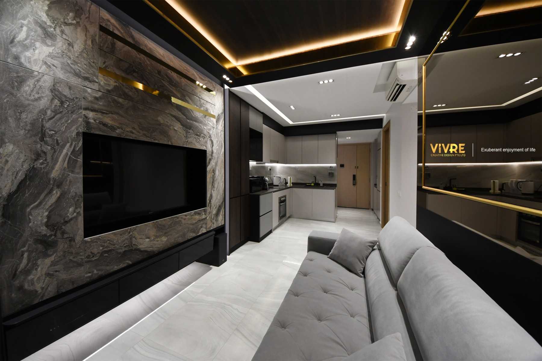 Modern Living Room with Bookshelf and TV Console