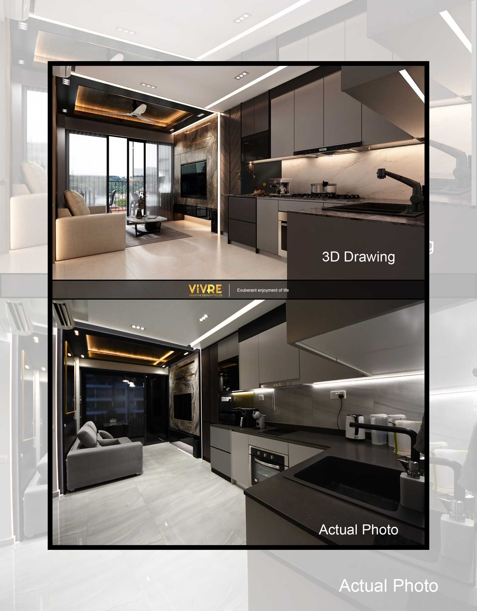 Modern Kitchen with Countertop and Marble Floor