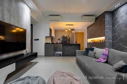 Contemporary Living Room at Sengkang | Le Fiesta