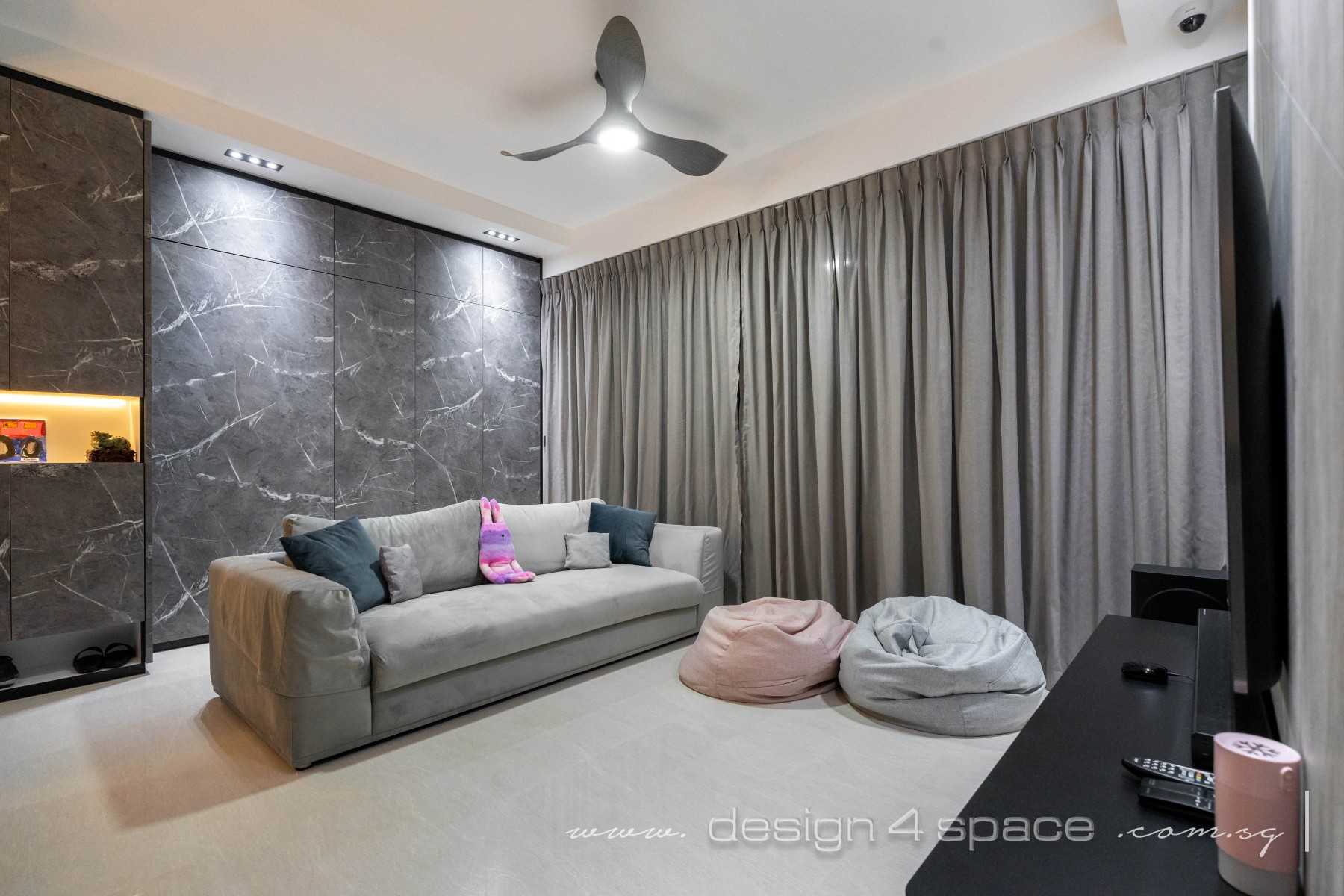 Contemporary Living Room with Vinyl Flooring and TV Console