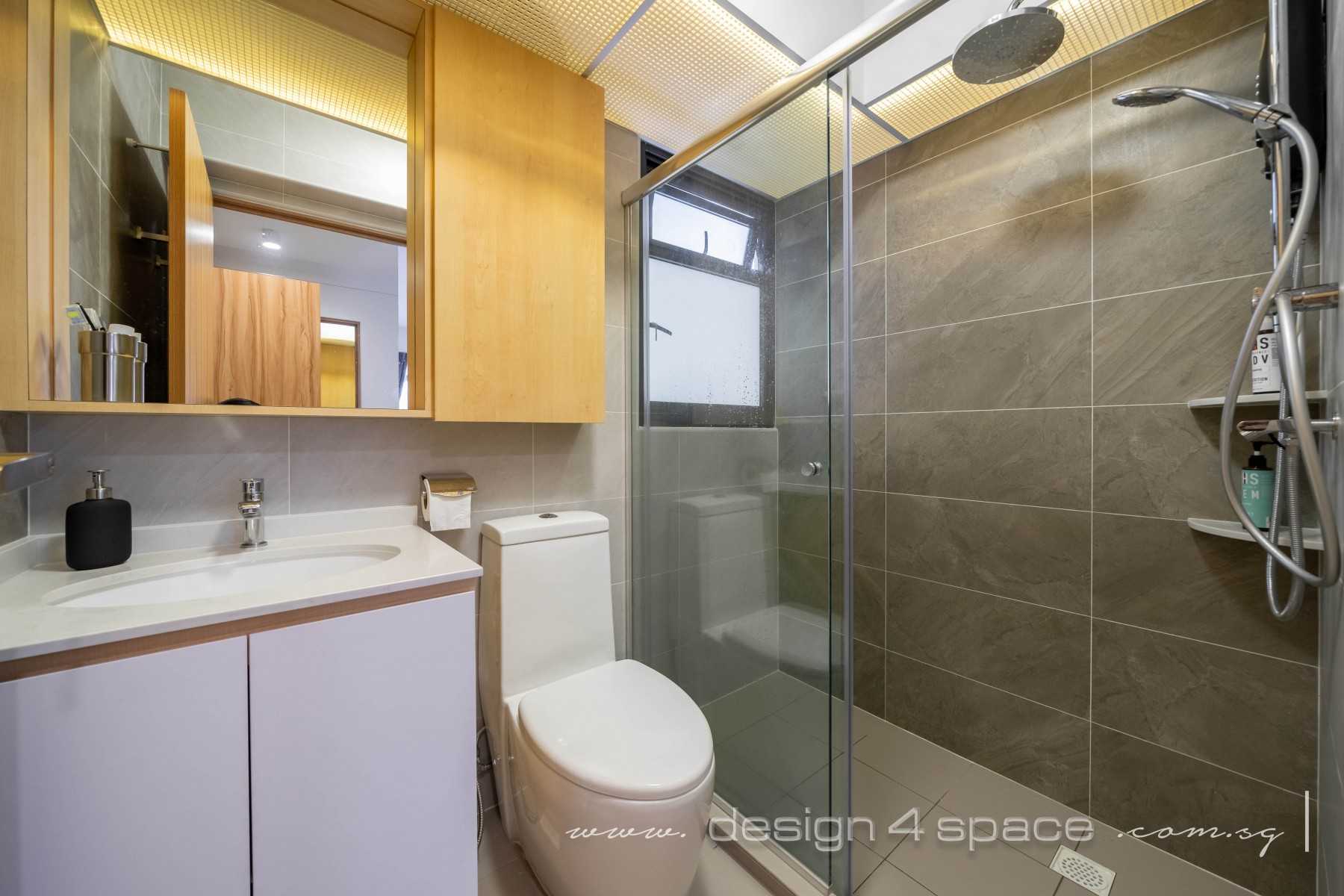 Scandinavian Bathroom with Shower Screen and Rainshower