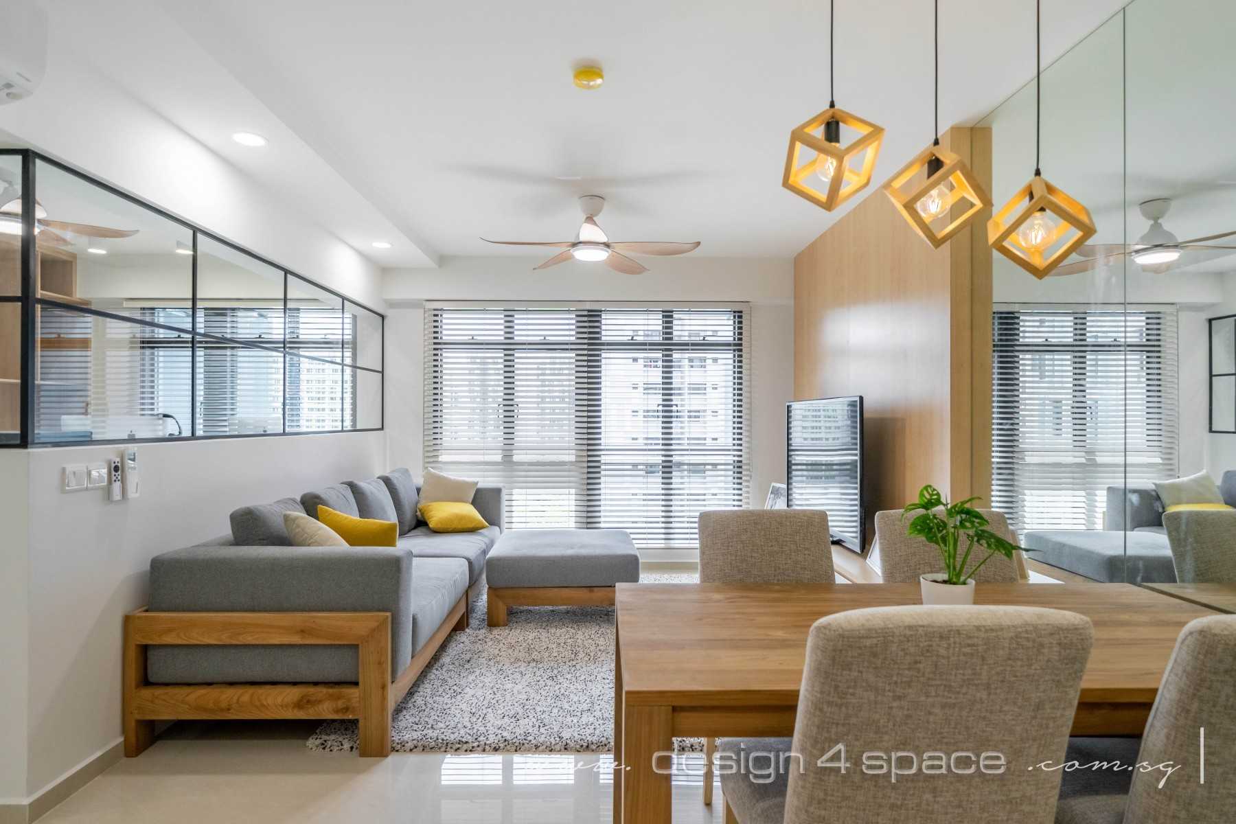 Scandinavian Living Room with Feature Wall and Sofa