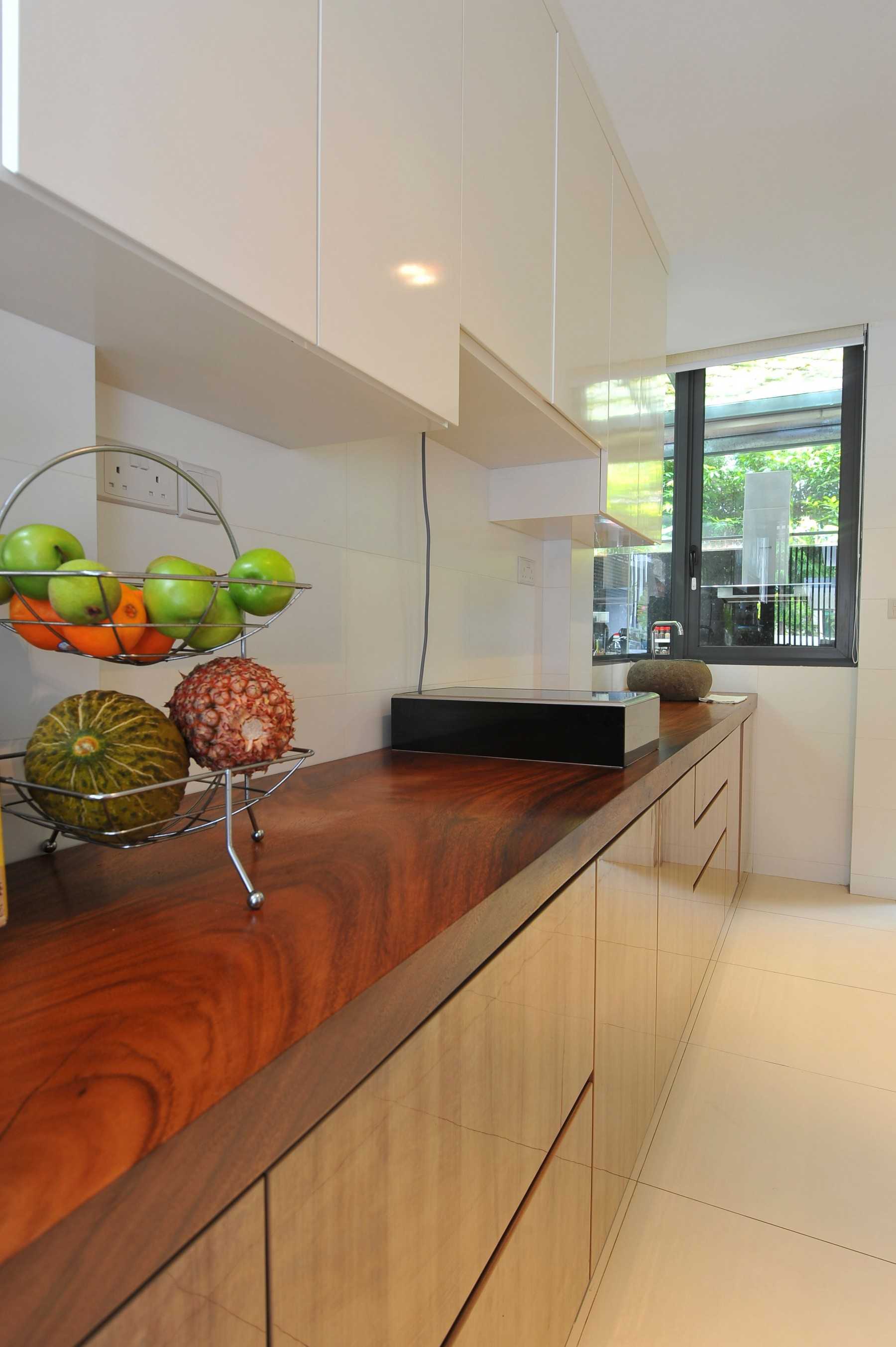 Minimalist Kitchen with Countertop and Homogeneous Tiles