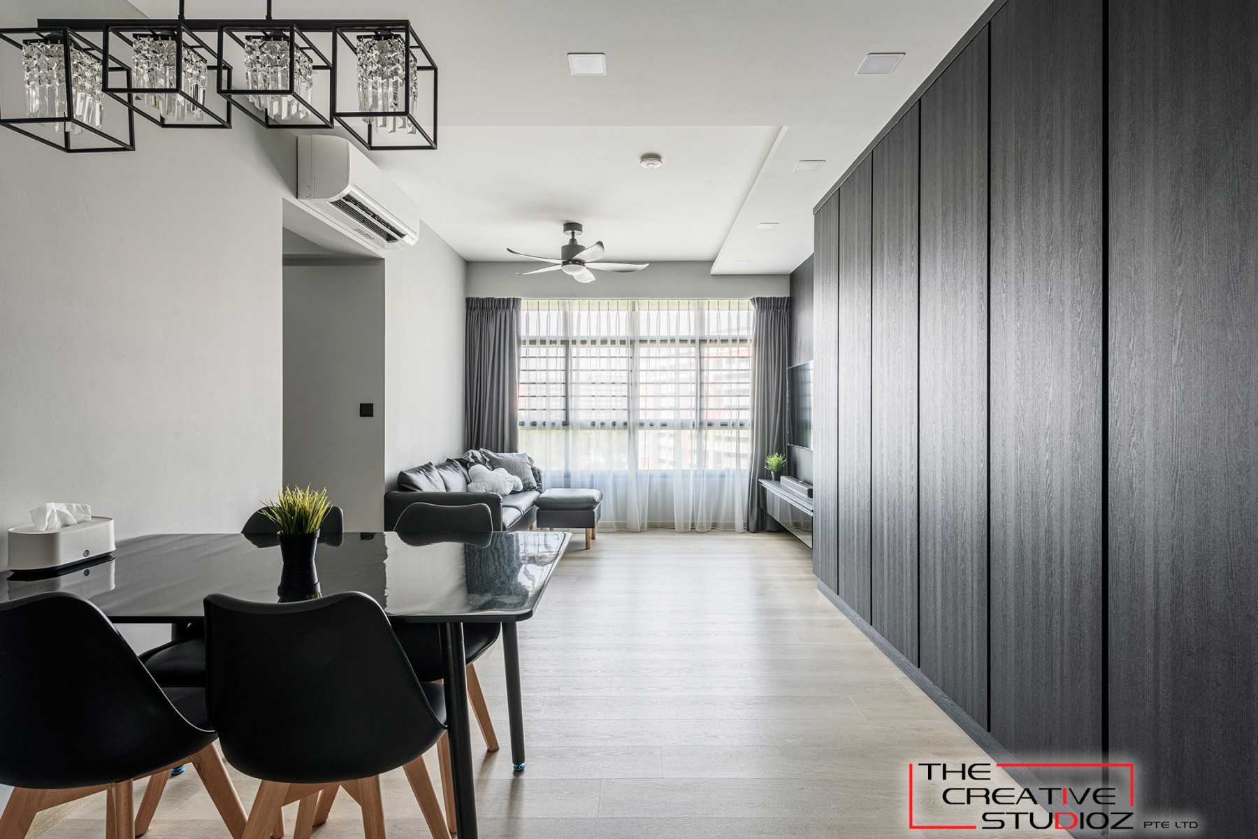 Scandinavian Living Room with Wood Flooring and Cove Lighting