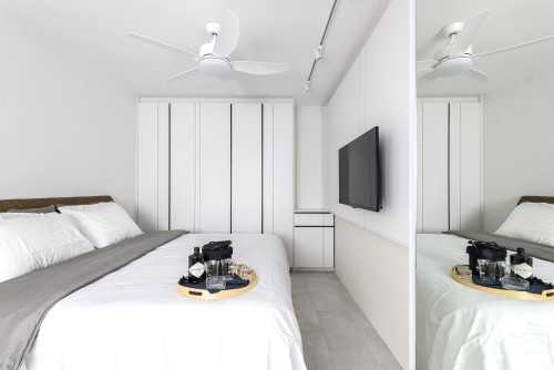 Minimalist Bedroom at 5rm Resale HDB Apartment at Punggol Central