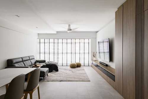 Minimalist Living Room at 5rm Resale HDB Apartment at Punggol Central