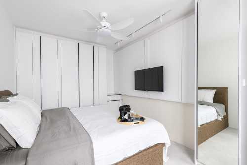 Minimalist Bedroom at 5rm Resale HDB Apartment at Punggol Central