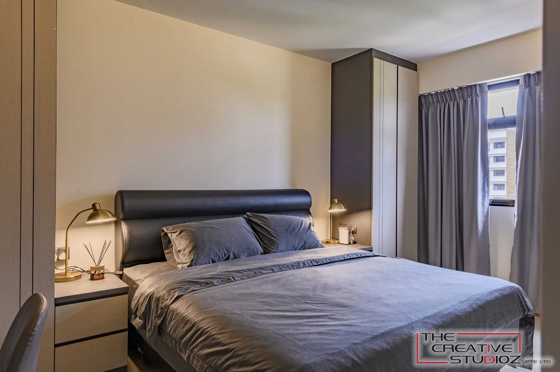 Modern Bedroom with Wardrobe and Bedside Table