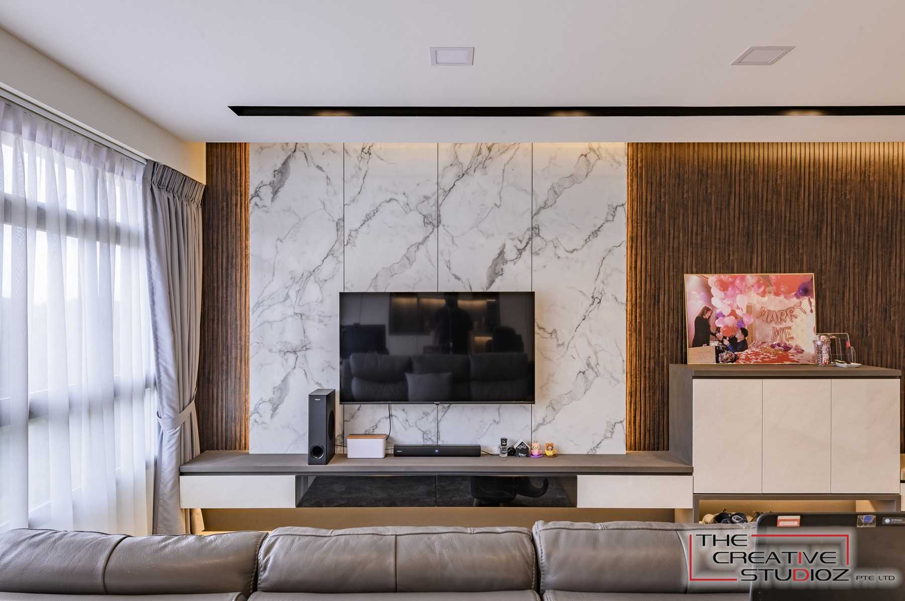 Modern Living Room with TV Console and Feature Wall