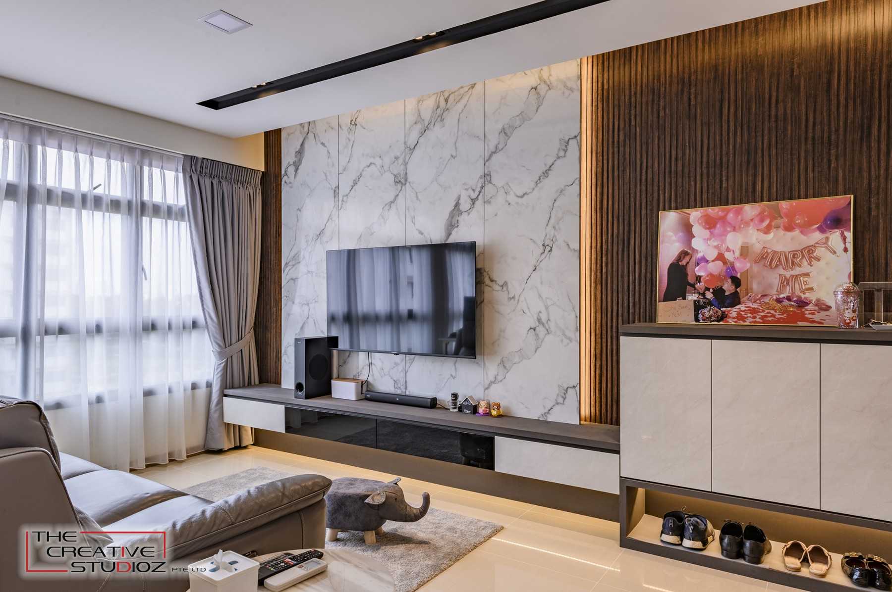 Modern Living Room with Feature Wall and Marble Feature Wall