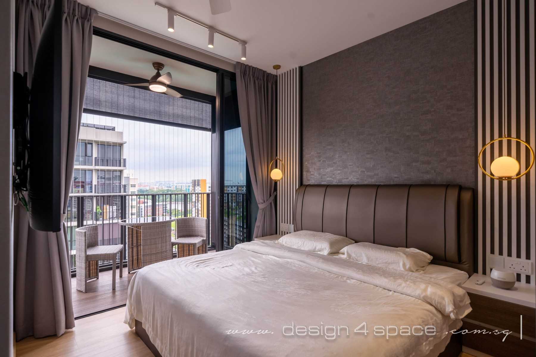 Contemporary Bedroom with Drop Ceiling and Wardrobe