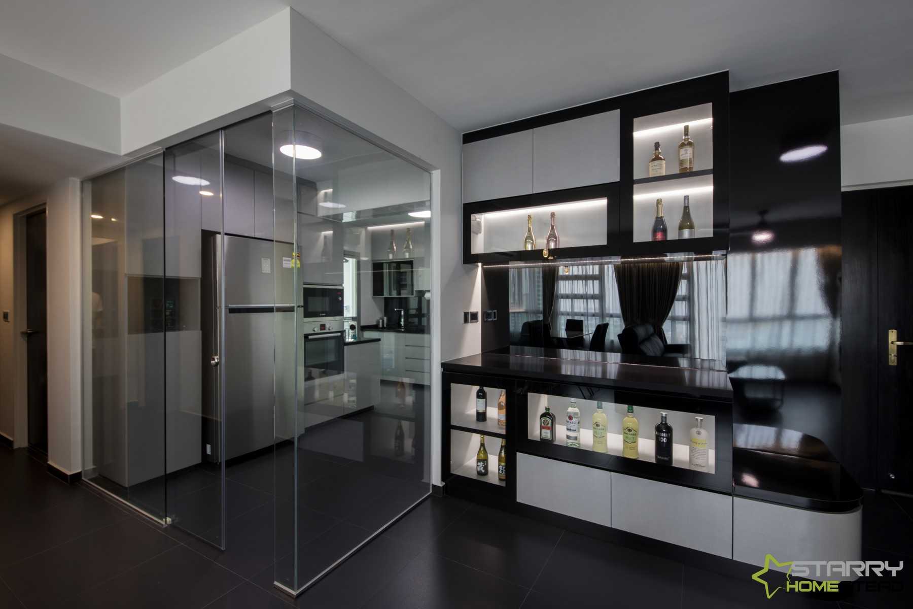 Modern Living Room with Display Cabinets and Wine Storage