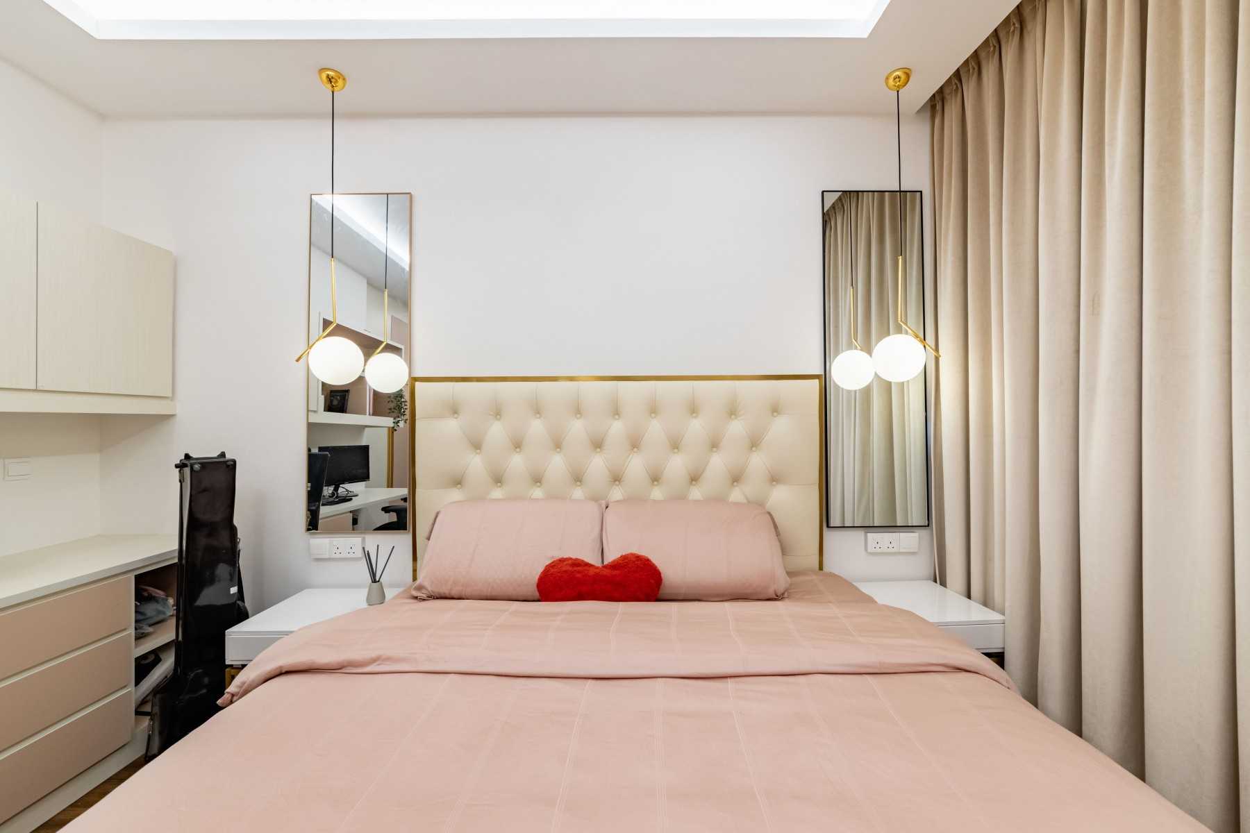 Minimalist Bedroom with Bed and Lighting